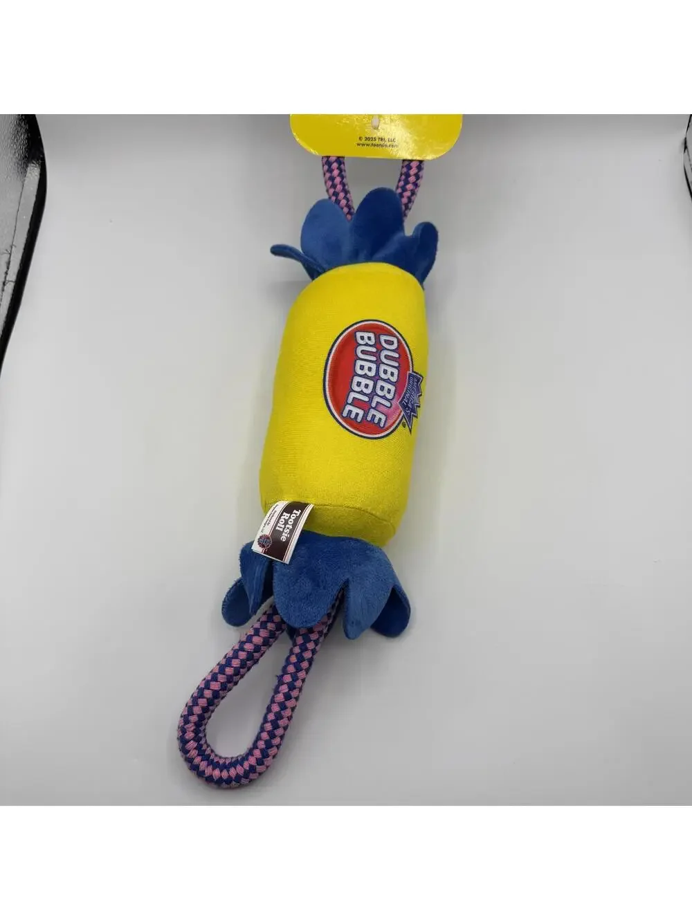 Dubble Bubble Dog Toy Interactive Tug Rope and Squeak 16” Tootsie Roll